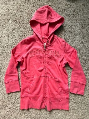 Abercrombie Kids Coral Pink Hooded Zip Sweatshirt